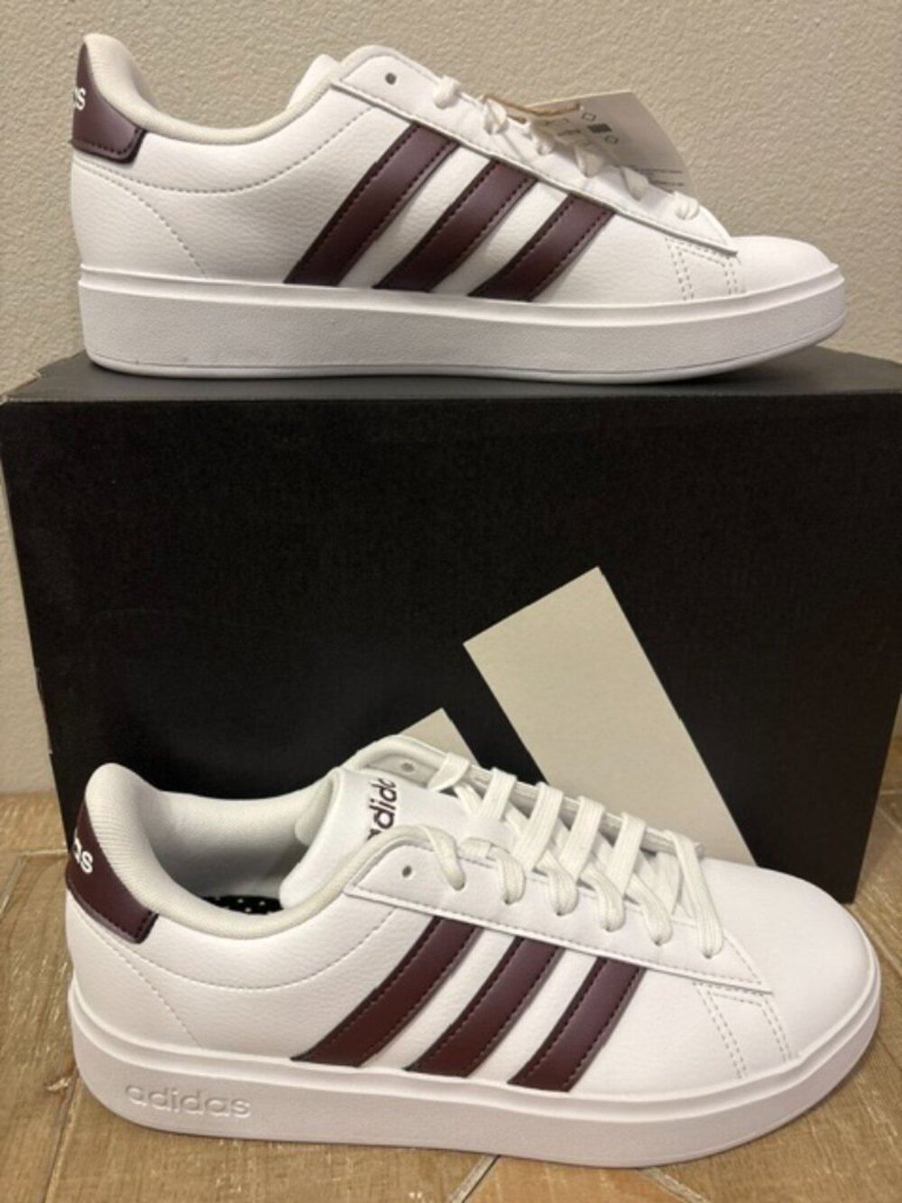 NEW Adidas Grand Court 2.0 Sneakers White Aurora Metallic Women Multiple Sizes - Picture 3 of 6